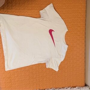 Nike White Tee with Subtle Pink Logo